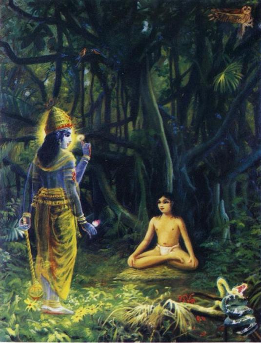 Young Narada Muni with Lord Narayana