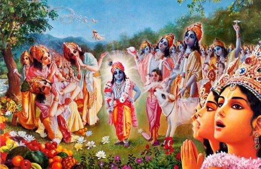 Lord Brahma steeling the cowherd boys and calves