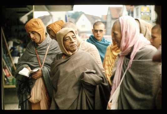Srila Prabhupada on morning walk