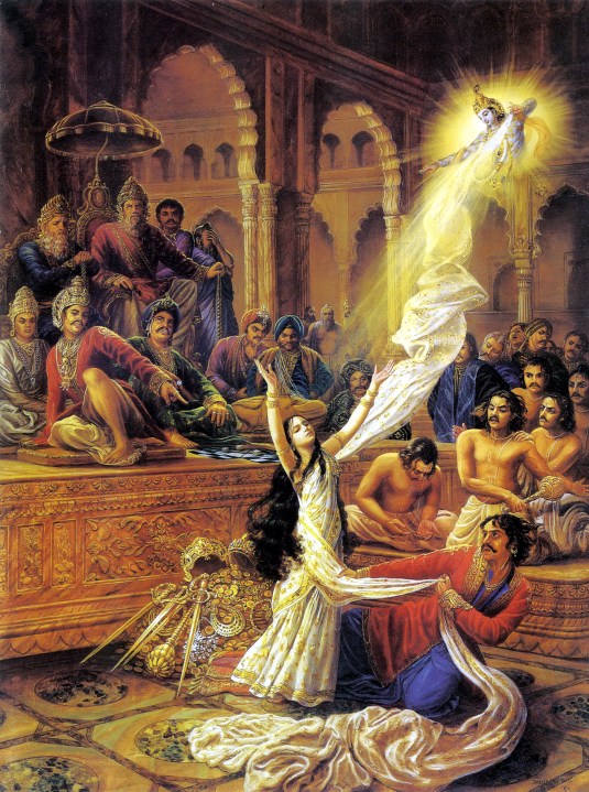 Draupadi saved by Krsna