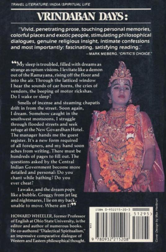 Vrindaban Days  Back cover