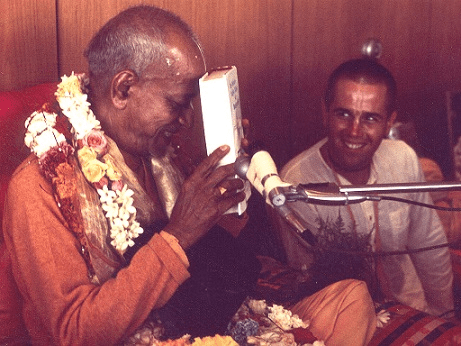 Srila Prabhupada with first Bhagavad-gita As It Is